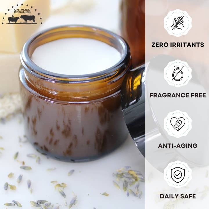 Untamed Organics - Wholesale Body balm/butter - Tallow, Castor, & Frankincense Skin Balm | 2 oz Glass Jar4