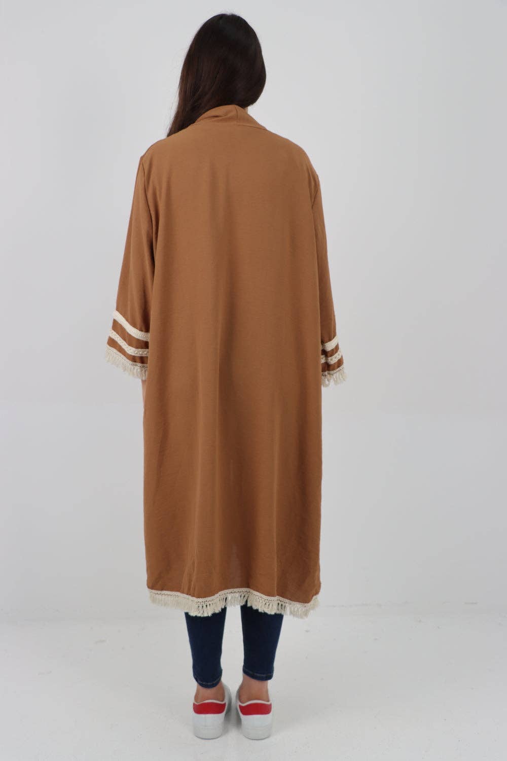 Miss Bold - Vente Cardigan – femme - Cardigan long à manches longues avec franges, ouverture devant, Made in Italy11