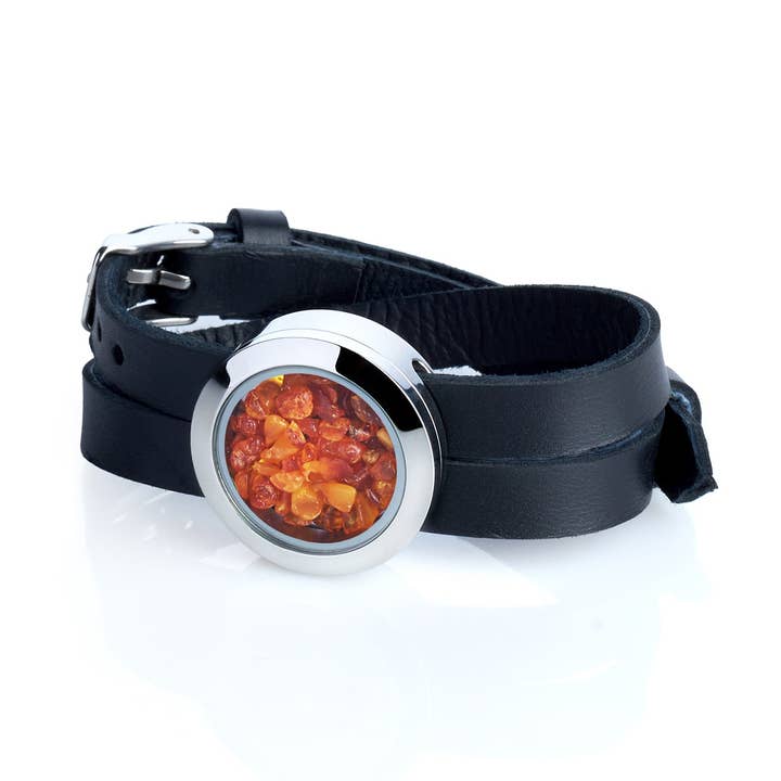 Ewige Leidenschaft: Bernstein-Lederarmband für den Großhandel von My Little Nature