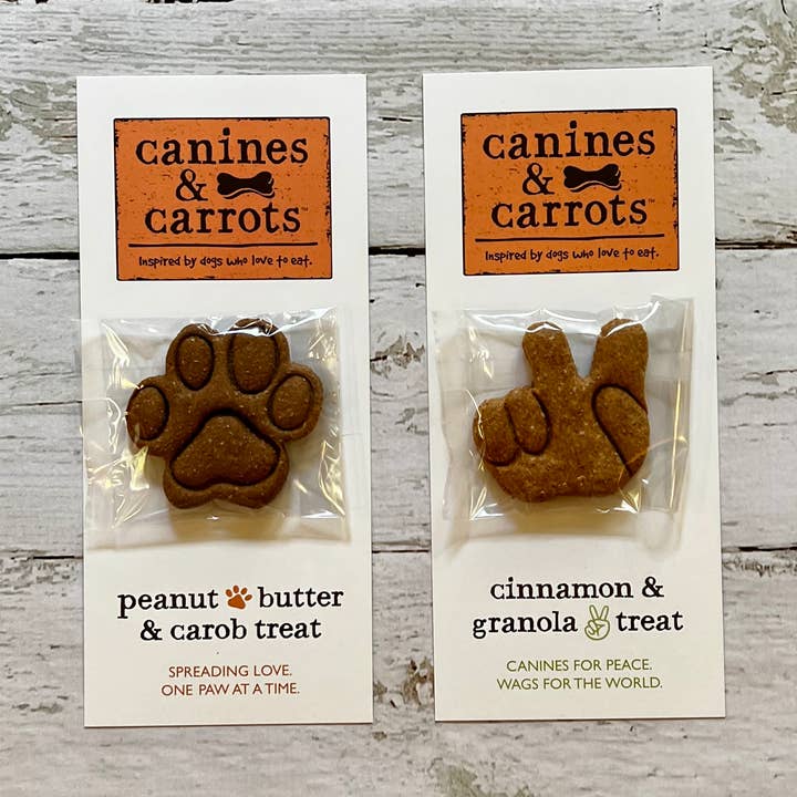 CANINES & CARROTS Dog Treats /Singles for Impluse Buy! for wholesale by Durango Dog Co