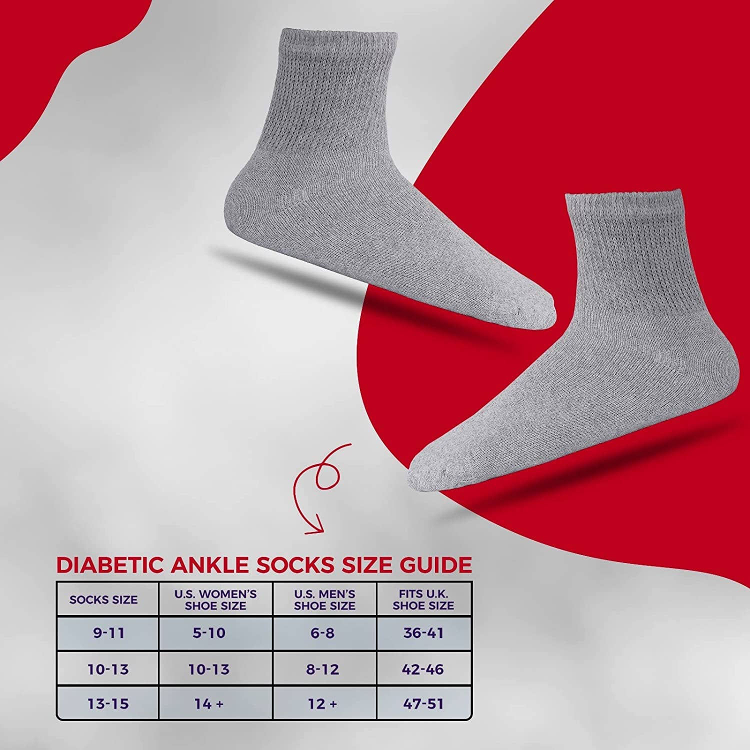 VINCO GROUP - Wholesale Socks - Unisex - Diabetic Ankle Socks, Non-Binding Circulatory Doctor Approved Cushion Cotton Quarter Socks for Men’s Women’s.8