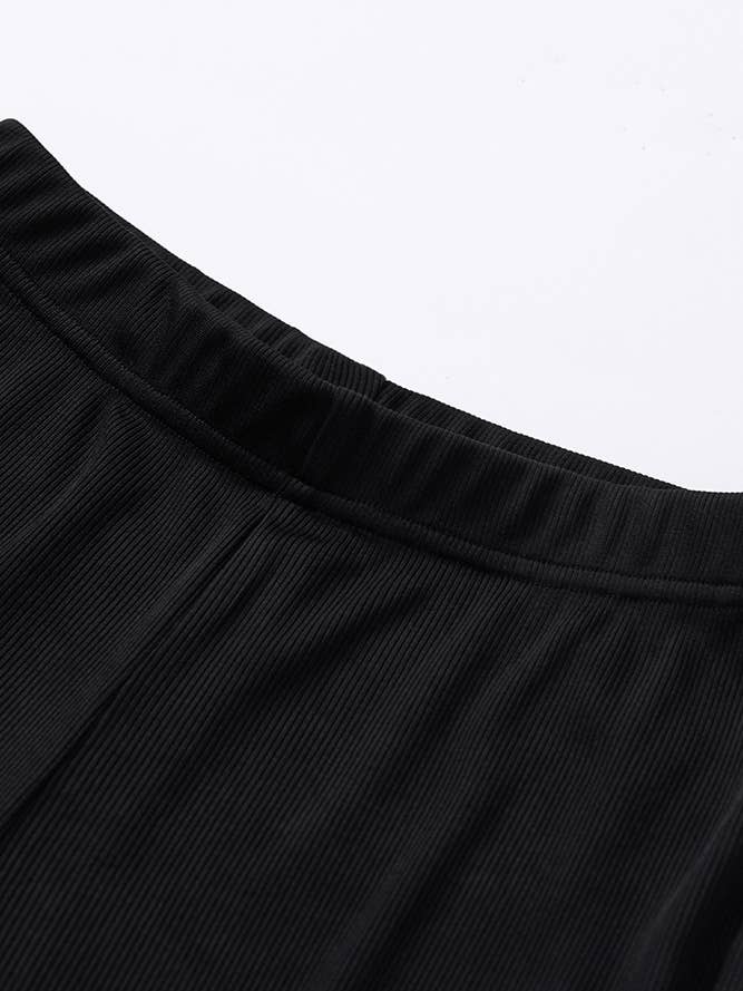 Black Casual Slim-Fit Sleeveless Top & Long Pants Set KK17 for wholesale on Faire