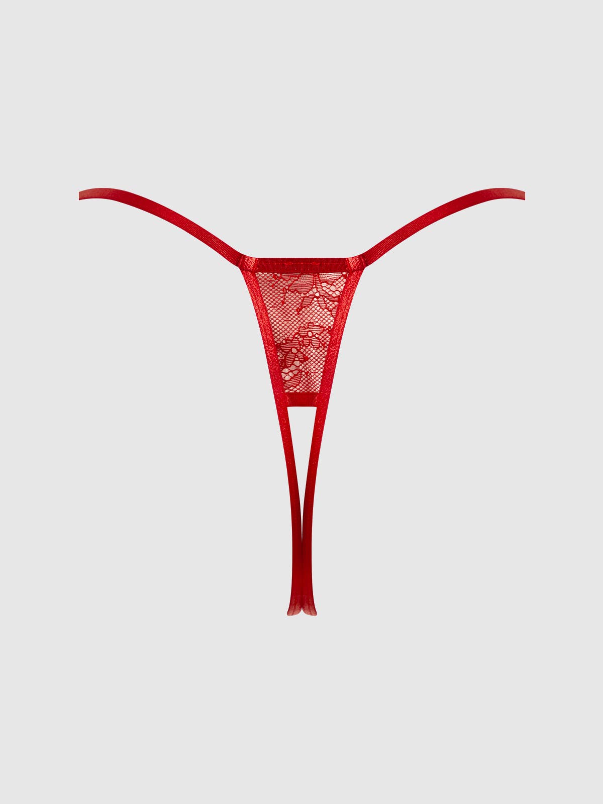 ROUGE POURPRE STRING KIKI EN DENTELLE SANS ENTREJAMBE & CULOTTE À GLISSIÈRE LATÉRALE en vente sur Faire1