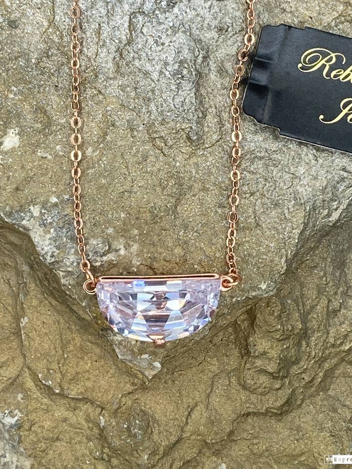 Dainty Necklace with Cubic Zirconia Half Moon for wholesale by Rebecca Ray Jewelry