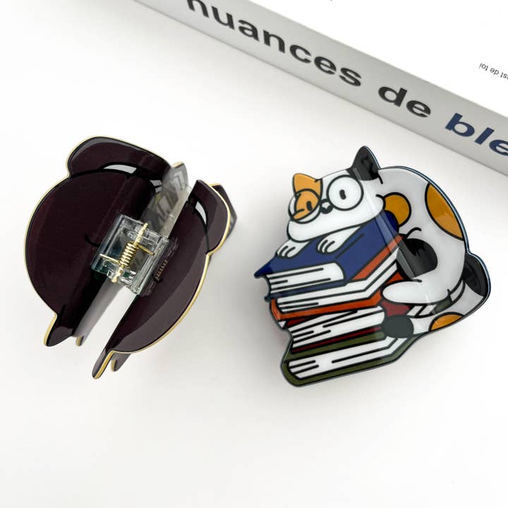 TheDivaSoap - Wholesale Hair Clip - Women's - Cat on Book Stack Hair Clip3