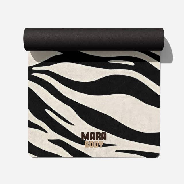 MARA BODY - Yoga & Pilates mats and accessories - Wholesale Yoga Mat - Sustainable Suede Washable Wellness Yoga Rug Mats - Zebra