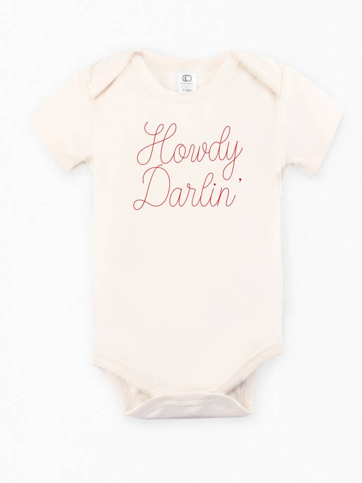 "Howdy Darlin'" Organic Baby Onesie for wholesale by The Southern Bunny