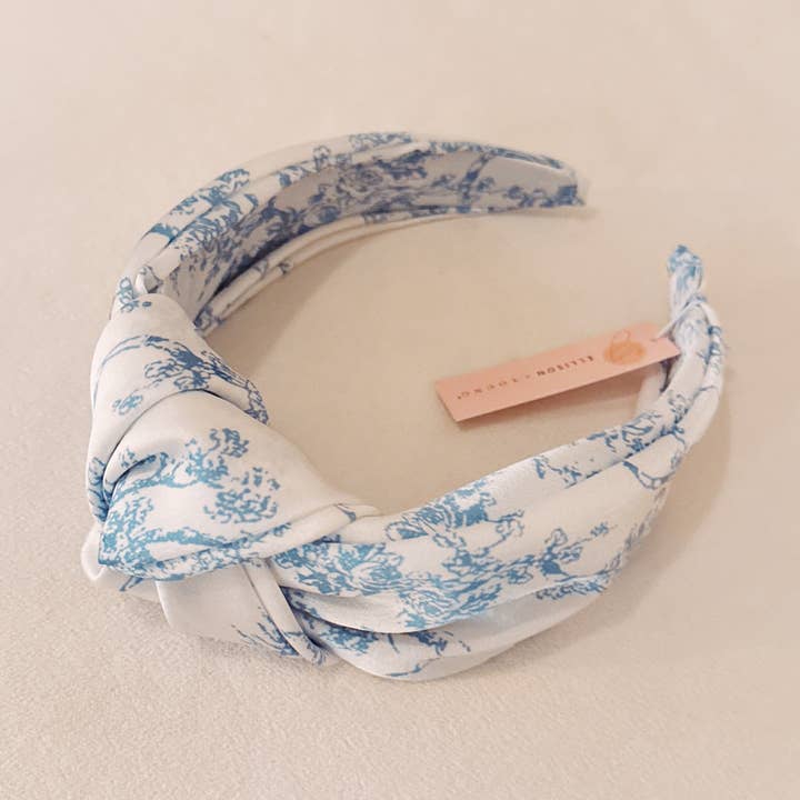 Ellison+Young - Wholesale Fashion Headband - Women's - Blue And White Toile Knotted Headband2
