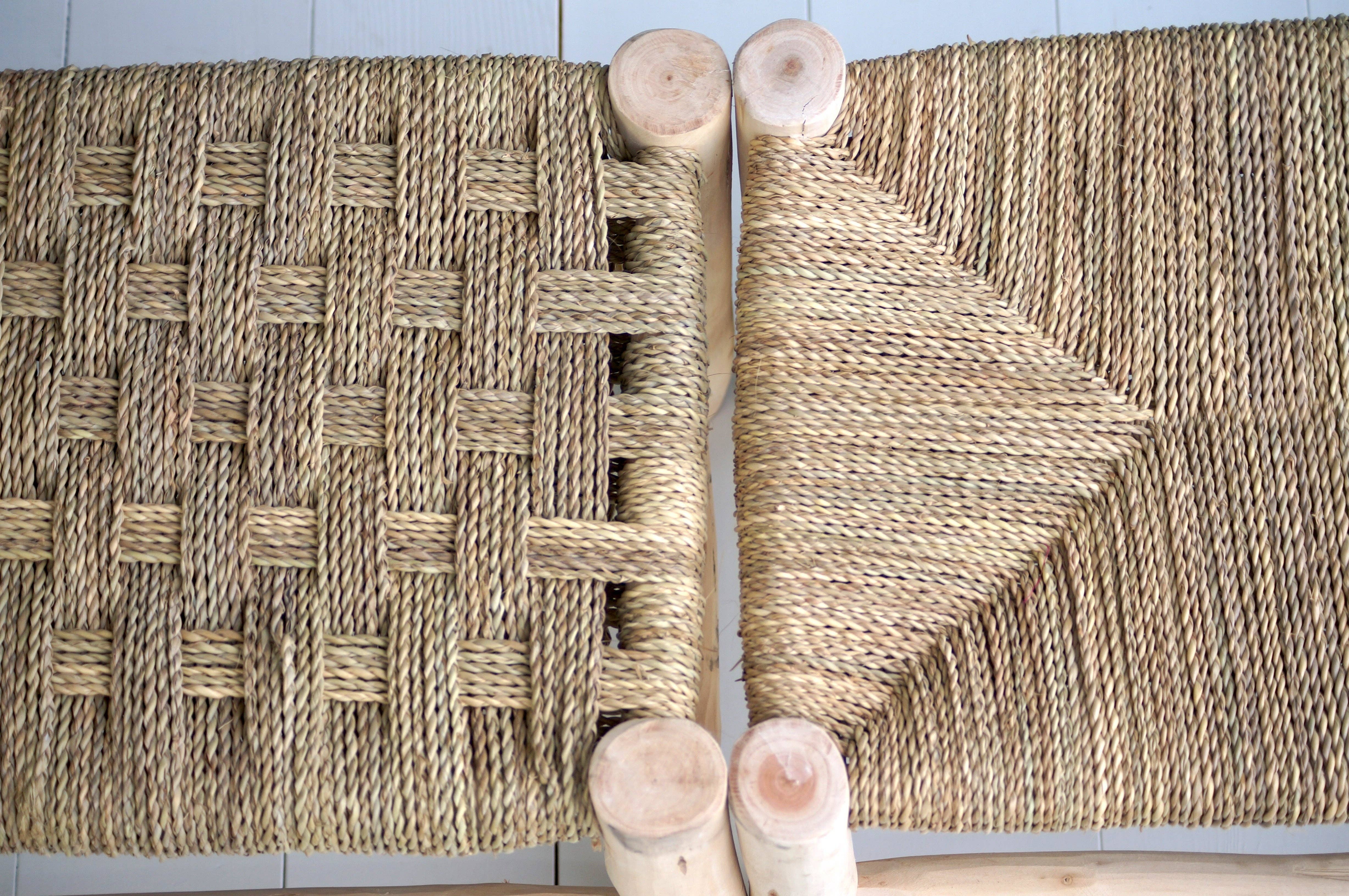 Bohome Living - Venta al por mayor Bancos - Banco de madera natural con asiento de cuerda de 80 cm1