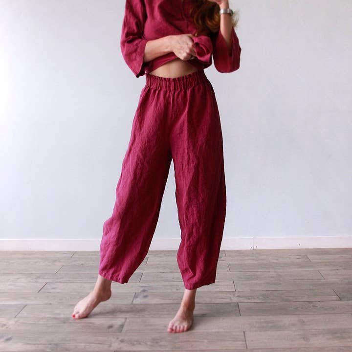 Ayurvastram - Venta al por mayor Pantalones - Mujer - Pantalones harem de moda de algodón de lino IRA para mujer