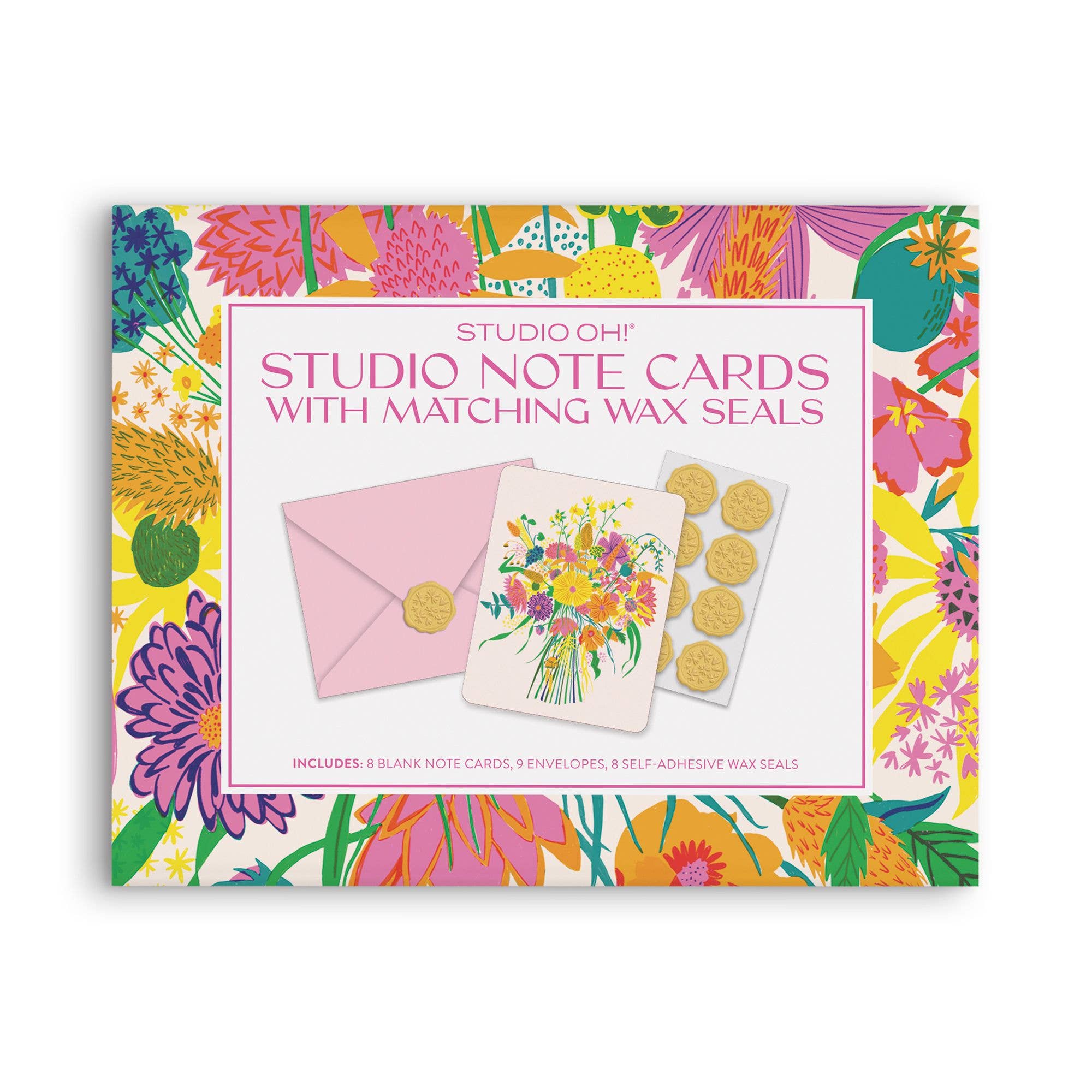 Studio Oh! - Wholesale Stationery/Notecard Set - Garden Splash Studio Note Cards with Matching Wax Seals2