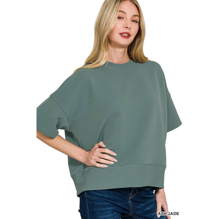 HiteJeans - Wholesale Knit Top - Women's - Ribbed round neck waist banded tee shirts