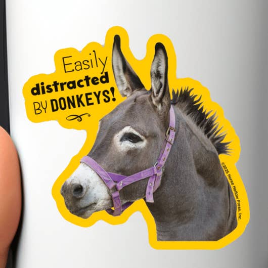 Autocolante de Burro de 3" Tumbler / Facilmente Distraído / À PROVA DE ÁGUA por atacado de Horse Hollow Press / Pretty, Funny, Snarky Cards & Stickers