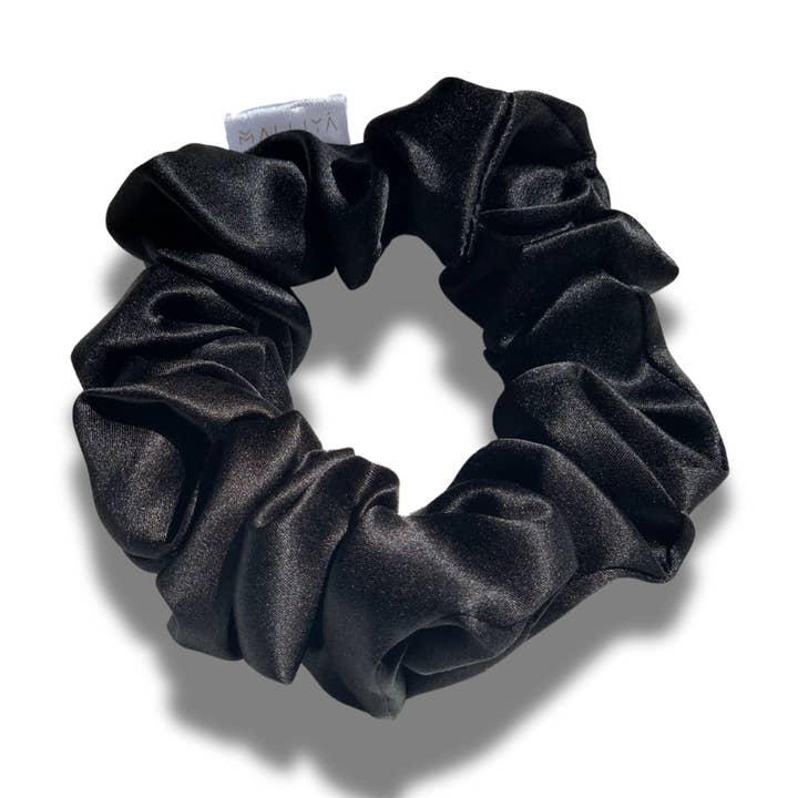 Malliya - Vente Chouchou – femme - Grand chouchou 100 % soie - Noir minuit0