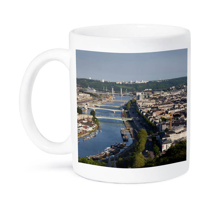 3dRose, Frankrijk, Normandië, Rouen, Kathedraal en Seine Rivier - EU09 WBI4194 - Walter Bibikow, Mok voor wholesale door 3dRose