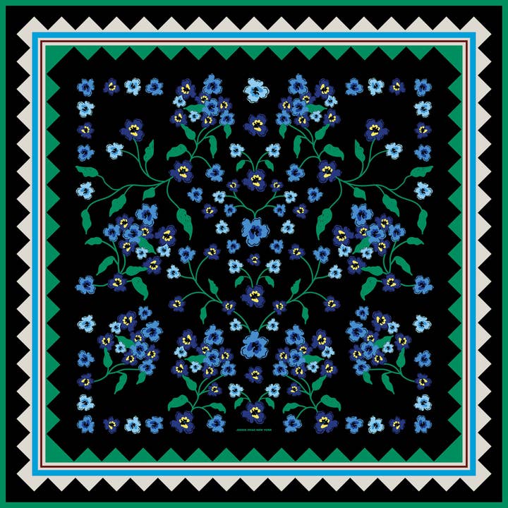 Garden Nocturne Double Sided Silk Scarf for wholesale by Jessie Zhao New York