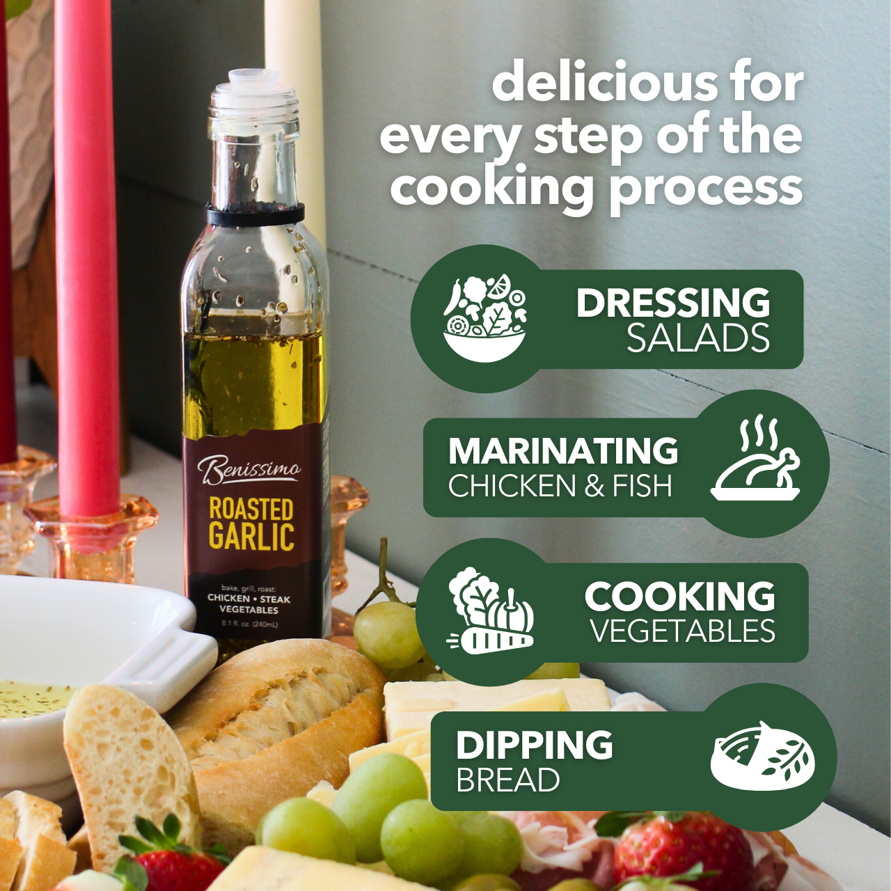 Benissimo - Wholesale Cooking Oil - Roasted Garlic Oil 8.1 oz4