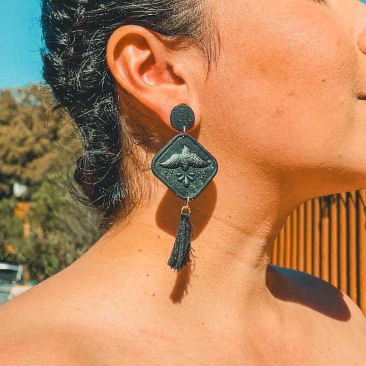 Las Changuis Tianguis - Wholesale Dangle Earrings - Paloma Negra Handmade Mexican Tile Dangle Earrings1