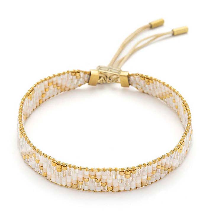 Claudia Weiß & Gold Freundschaftsarmband für den Großhandel von Boho Betty