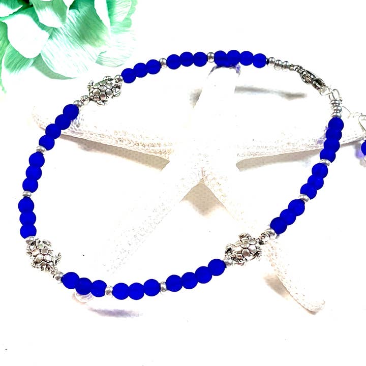 Devi Creations - Wholesale Enkelbandje - Zeeglas Turtle Enkelbandjes Assortiment- Enkelbandje #10
