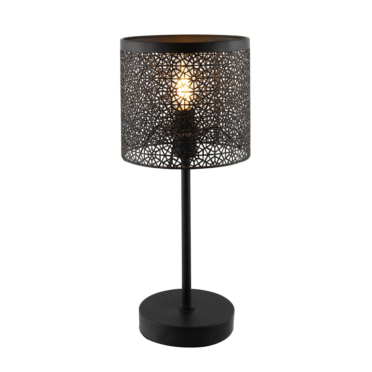 Happy Homewares - Wholesale Accent/Desk Lamp - Classic Chic Moroccan Themed Matte Black Table Lamp with Inline Switch3