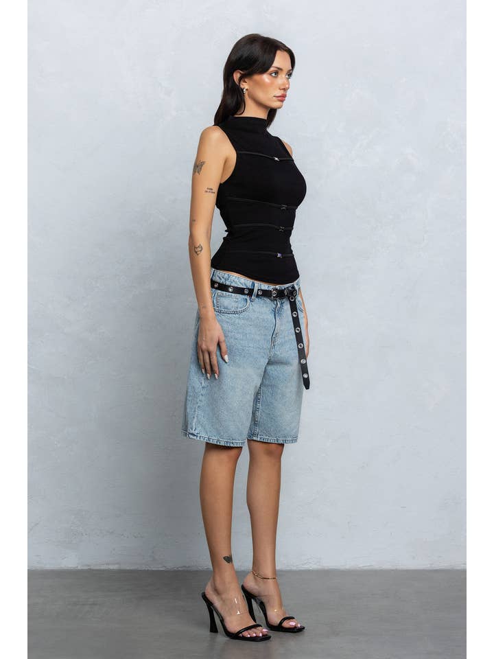 No Vacancy - Wholesale Tank Top - Women's - Thin scuba mock neck tank top w/ metal clasps6