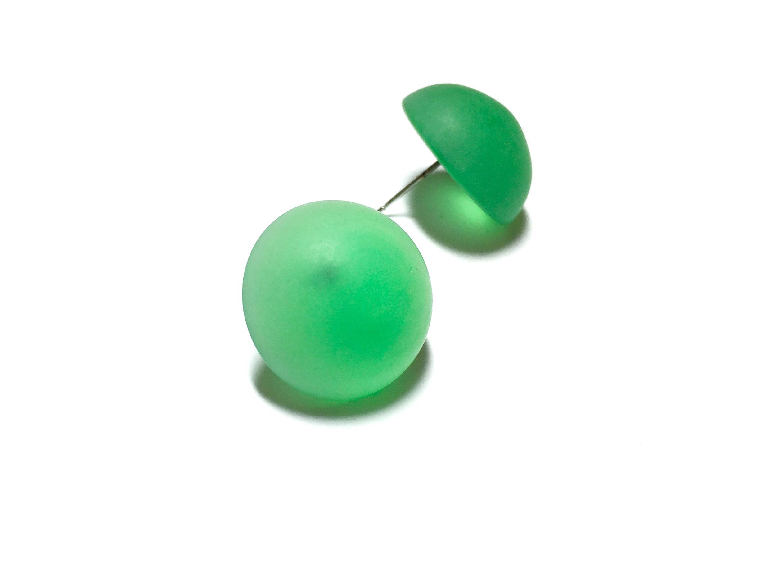 Leetie Lovendale - Wholesale Stud/Post Earrings - Kelly Green Frosted Retro Button Stud Earrings5