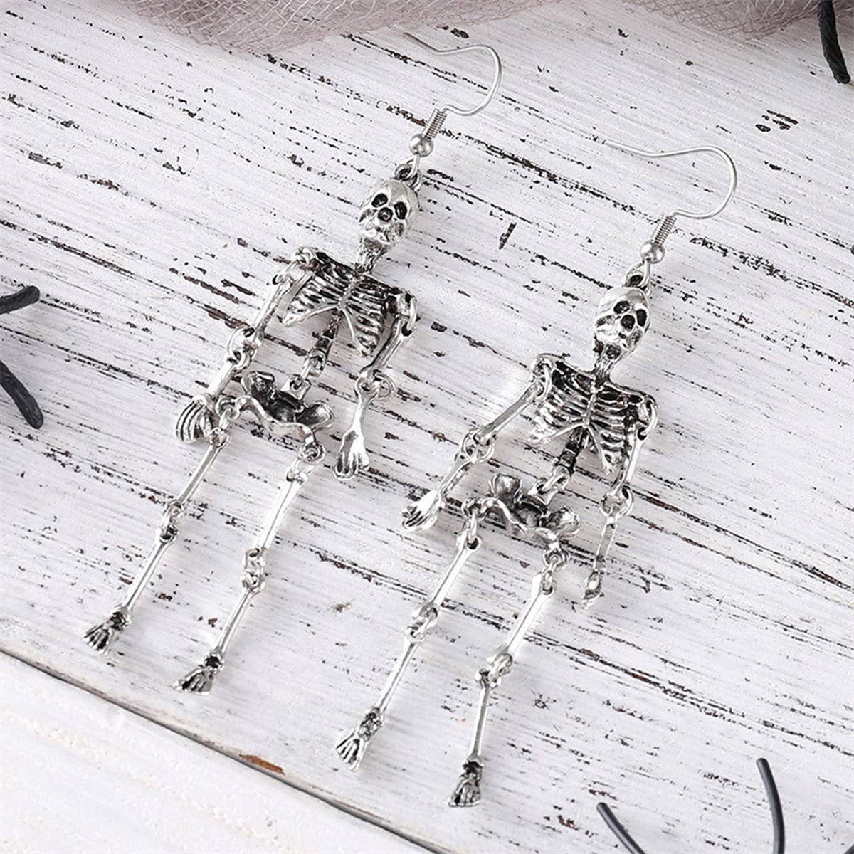 Silver CREATIVE HALLOWEEN HUMAN SKULL VINTAGE EARRINGS_CWAJE1978 for wholesale on Faire5