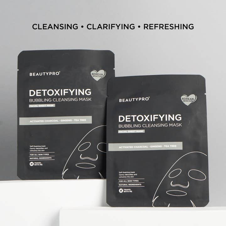 BEAUTYPRO – wholesale Skincare face mask – DETOXIFYING Bubbling Cleansing Sheet Mask with Activated Charcoal1