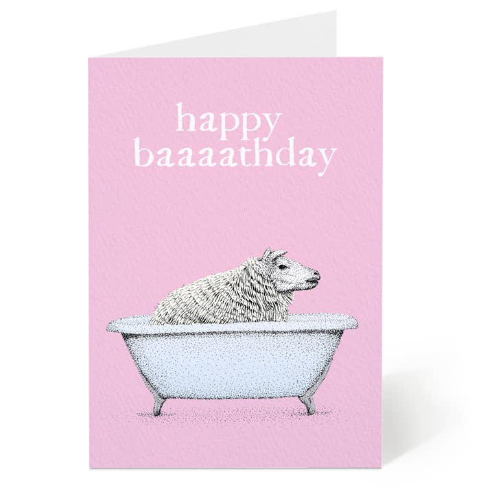 Sheep Birthday Card - Happy Baaathday for wholesale by Oliver Stockley