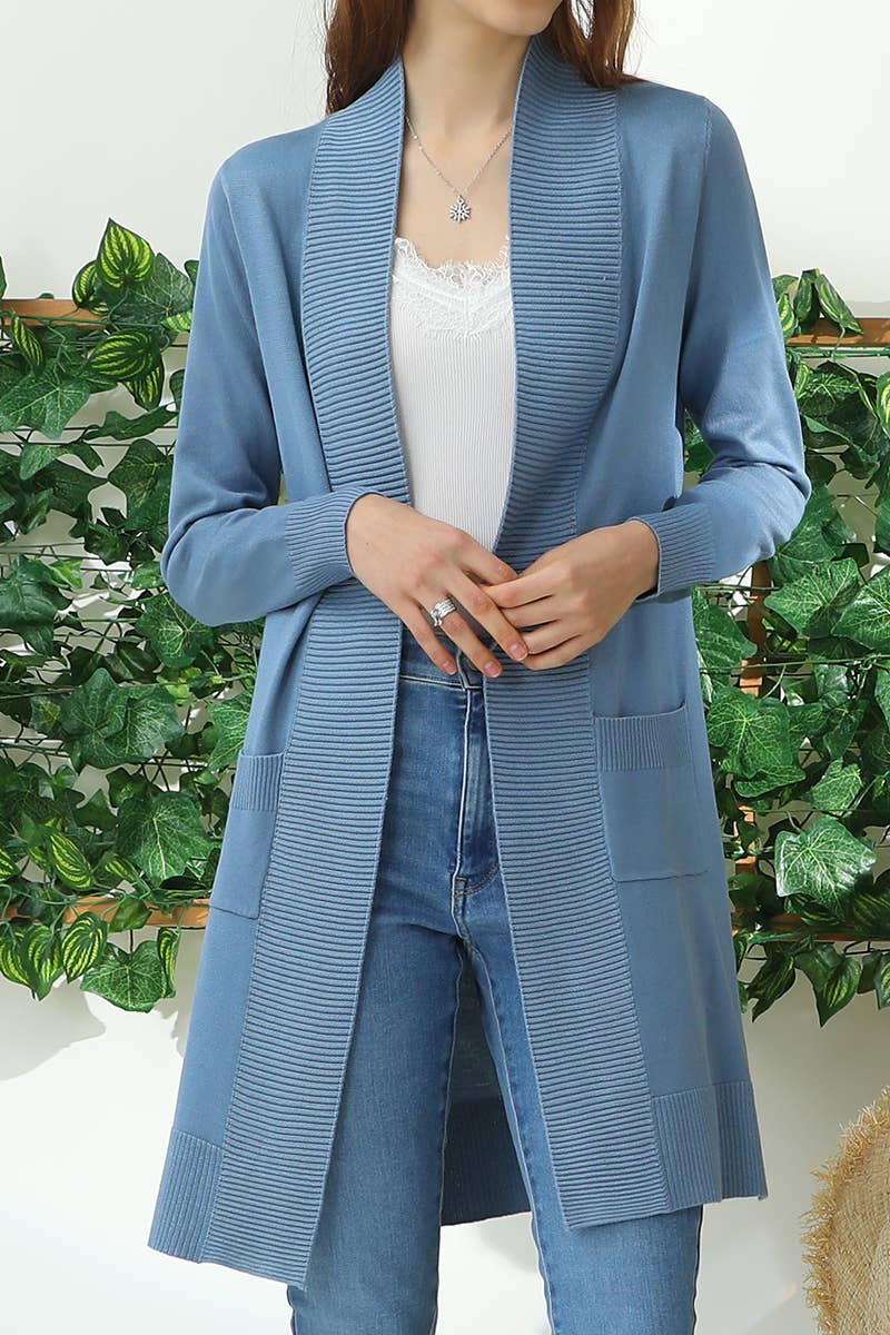 NINEXIS - Vente Cardigan – femme - AWOCAL311_CARDIGAN OUVERT À MANCHES LONGUES AVEC POCHES LATÉRALES46