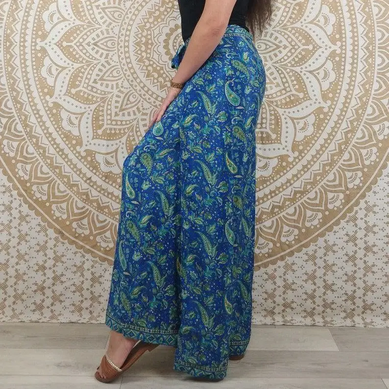 Bhawana Handicrafts - Wholesale Pants - Women's - 5 Piece Lot, Women Thai Pants in Indian Silk Boho Wrap Paint5