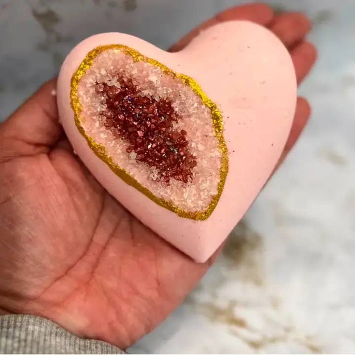 Geode Amethyst Heart Bath Bombs | Valentines | 100 Units for wholesale by SNB Luxury Bath Products