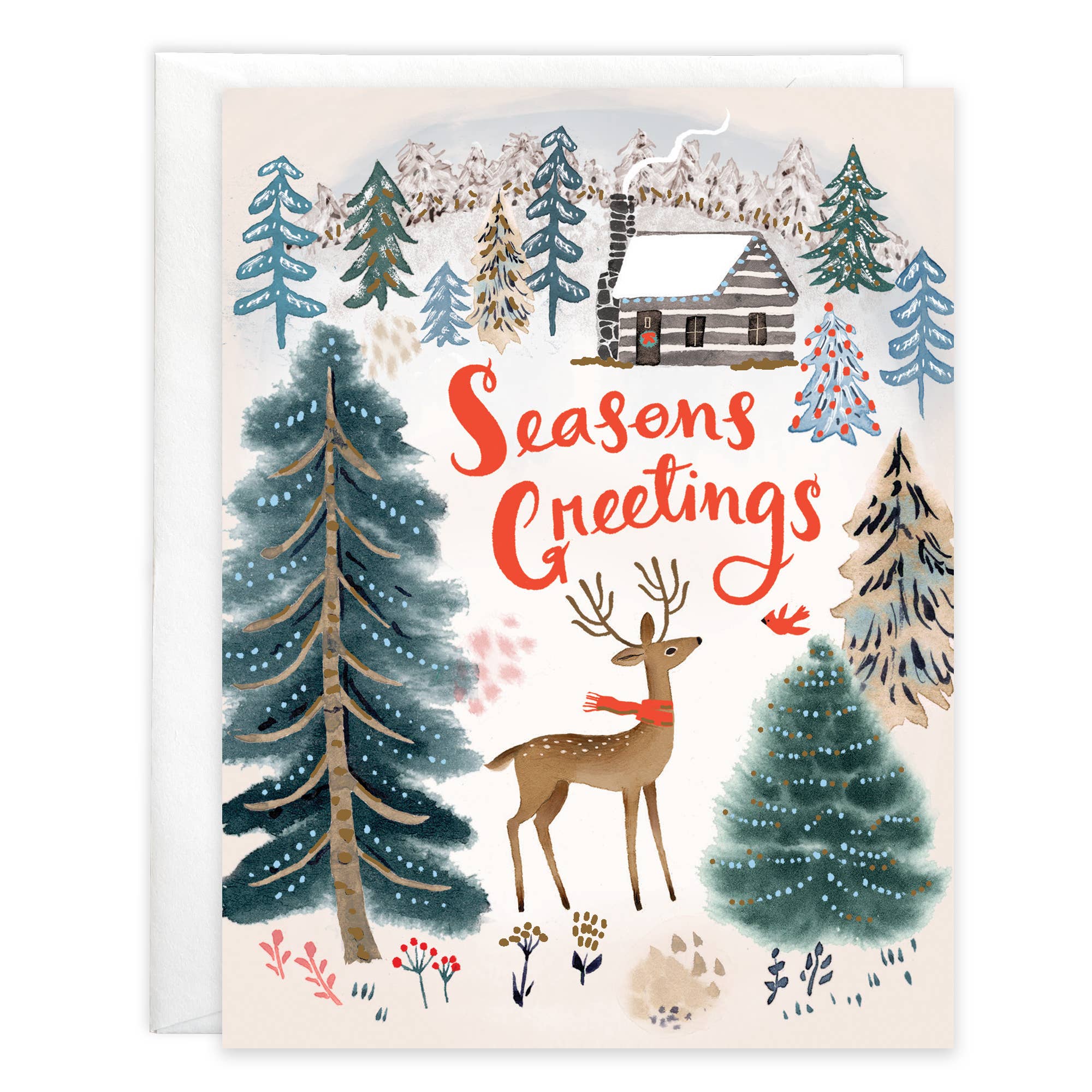 GINA B DESIGNS – wholesale Julkort – Julkort - Liten stuga/Rådjur0