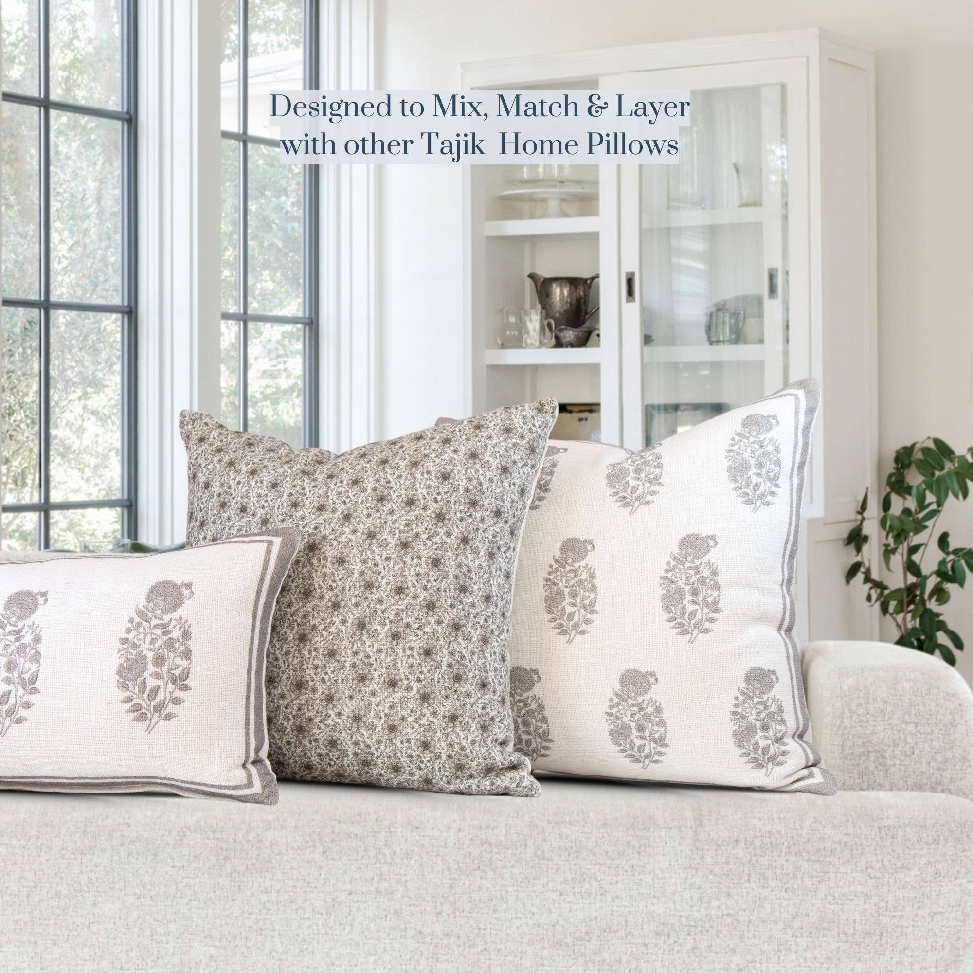 Tajik  Home  LLC – wholesale Prydnadskuddfodral – Penelope Vintage Petite Blommig Kuddfodral - Oyster3