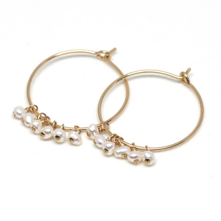 Gemstone and 14k Gold Filled Hoop Earrings for wholesale by Azki Jewelry
