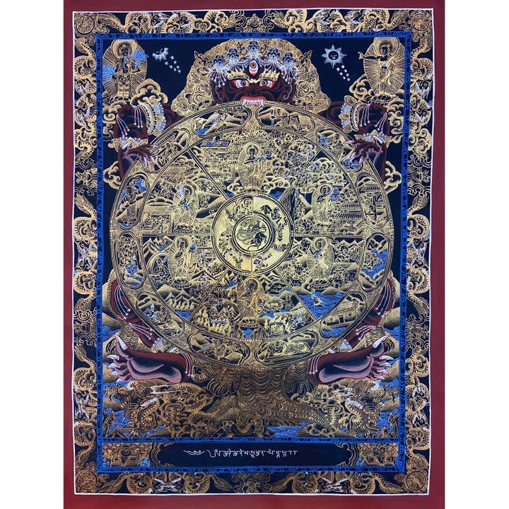 Livshjulets Mesterværk Thangka for engroshandel hos Art Of Tibet