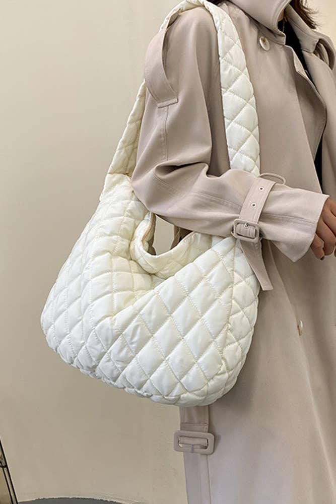 UNISHE - Wholesale Tote Bag - Women's - Plain Quilted Diamond Zipper Closure Tote MOQ 3pcs ZZKF4262