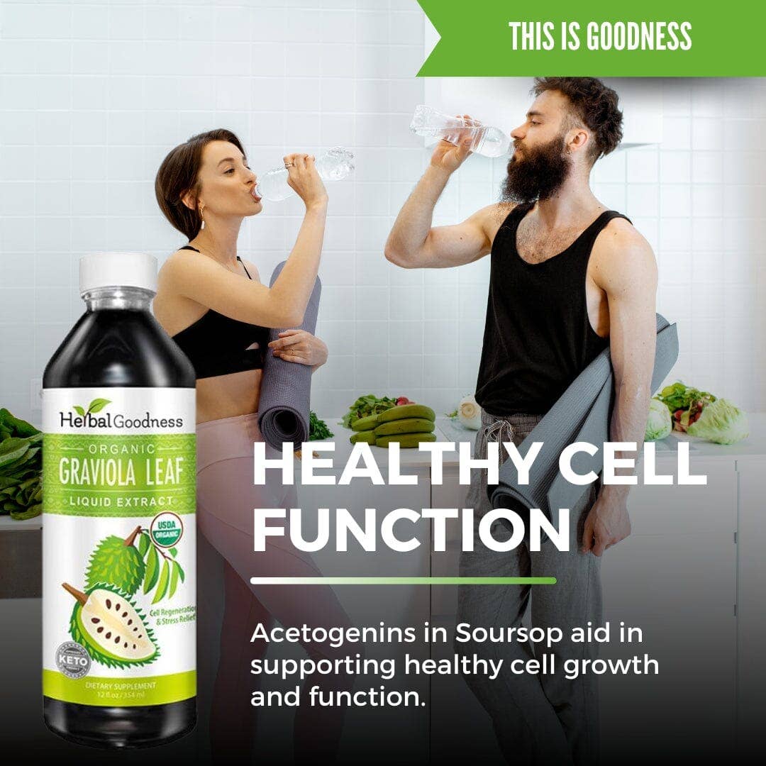 Herbal Goodness - Wholesale Oral Supplement/Vitamin - Graviola (Soursop) Leaf Extract - Organic - Liquid 12oz - 15X Strength - Healthy Cell Function, Immunity & Relaxation - Herbal Goodness8