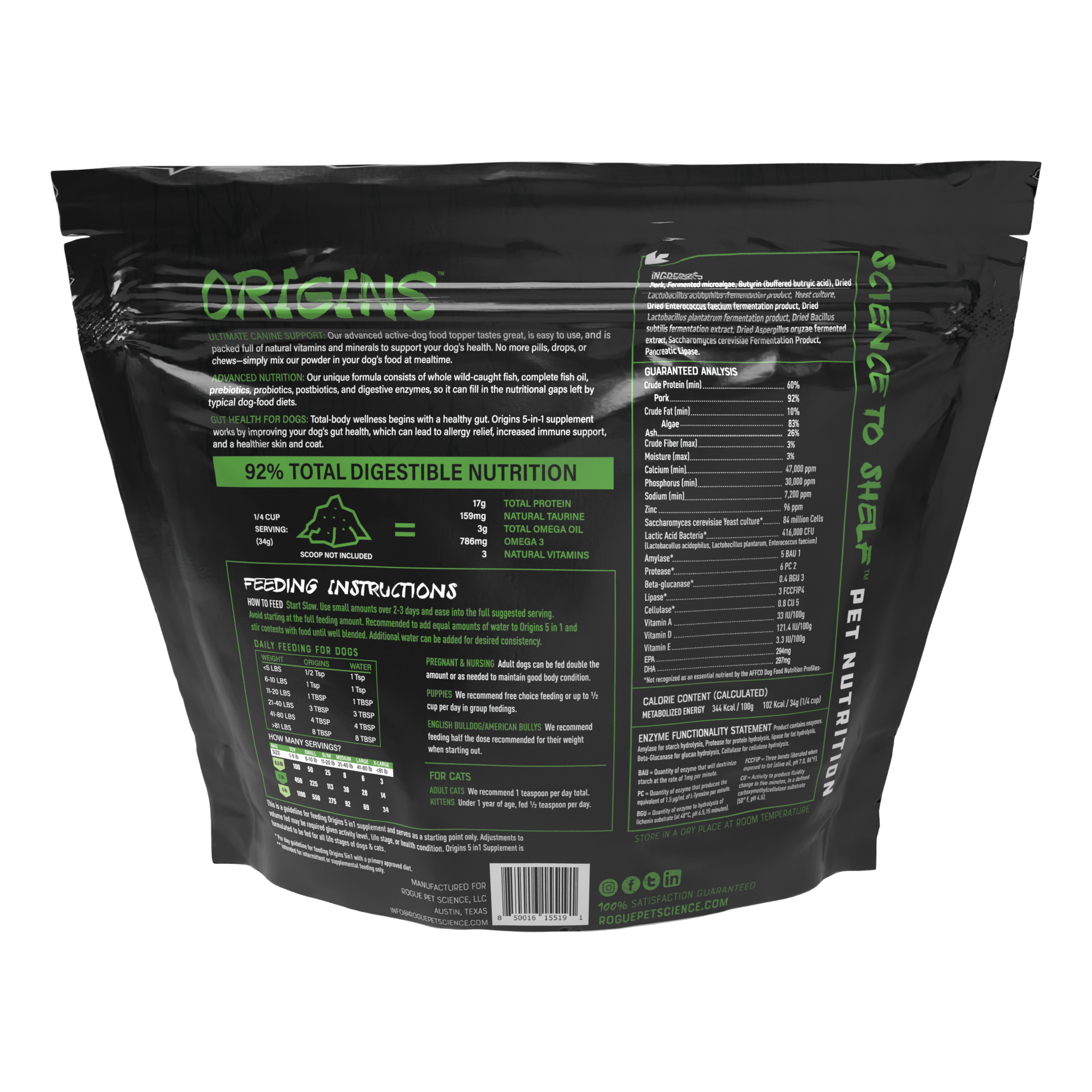 Rogue Pet Science - Wholesale Pet Supplement - Dog - Pork-Origins 5-in-1 Dog Supplement, Powdered Food Topper for3