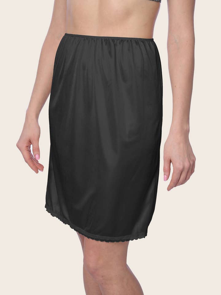 Isadora, Tipi toe, & James Fiallo - Wholesale Slip – Women's - Isadora Women Satin Half Slip Culotte Floral Lace Underskirt3