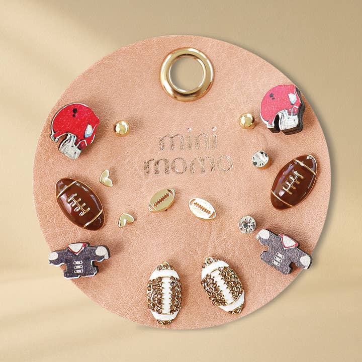 Sports Stud Earrings Multipack Assorted Set - Football for wholesale by Mini Momo