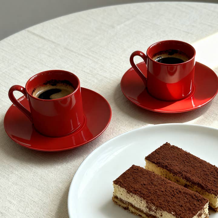 Tasses à espresso en porcelaine de 3,5 oz, ensemble de 2 avec soucoupe pour la vente par Royal Ceramics