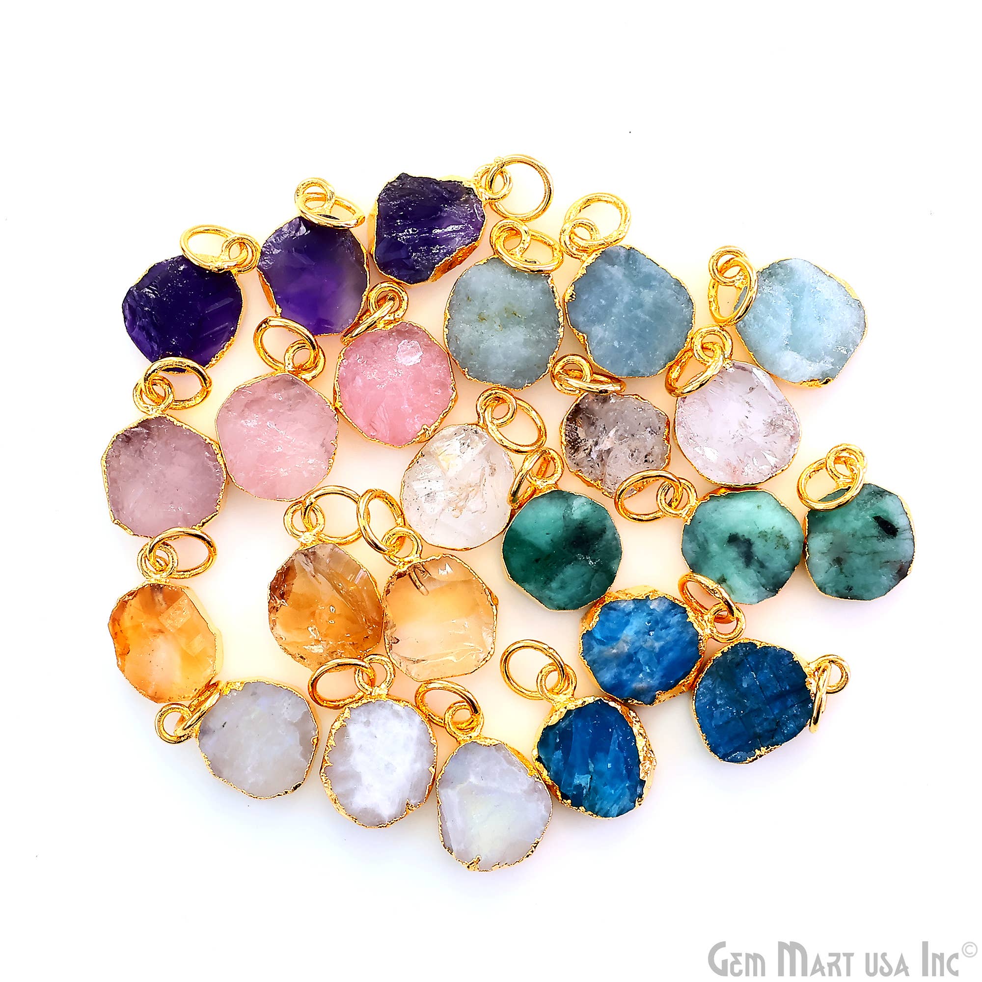 GemMartUSA - Wholesale Pendant/Charm Necklace - Rough Gemstone 16x10mm Gold Electroplated Single Bail Charm40