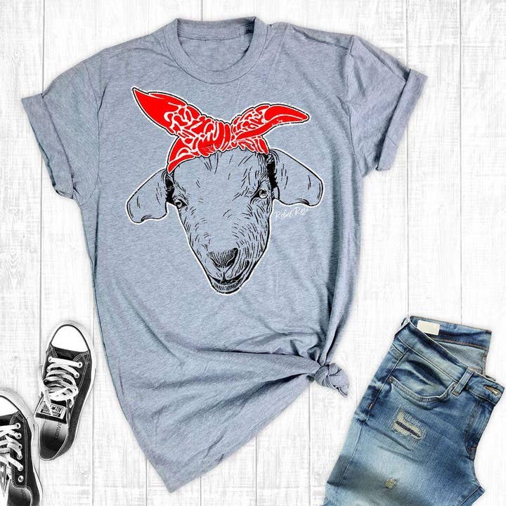Bandana Goat Ljusgrå Grafisk T-shirt för wholesale av Rebel Rose