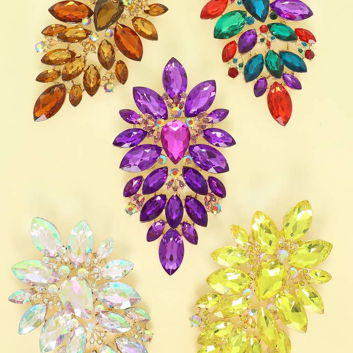 SP Sophia Collection - Wholesale Brooch - Floral Geo Shape Jeweled Cluster Brooch Pin 11