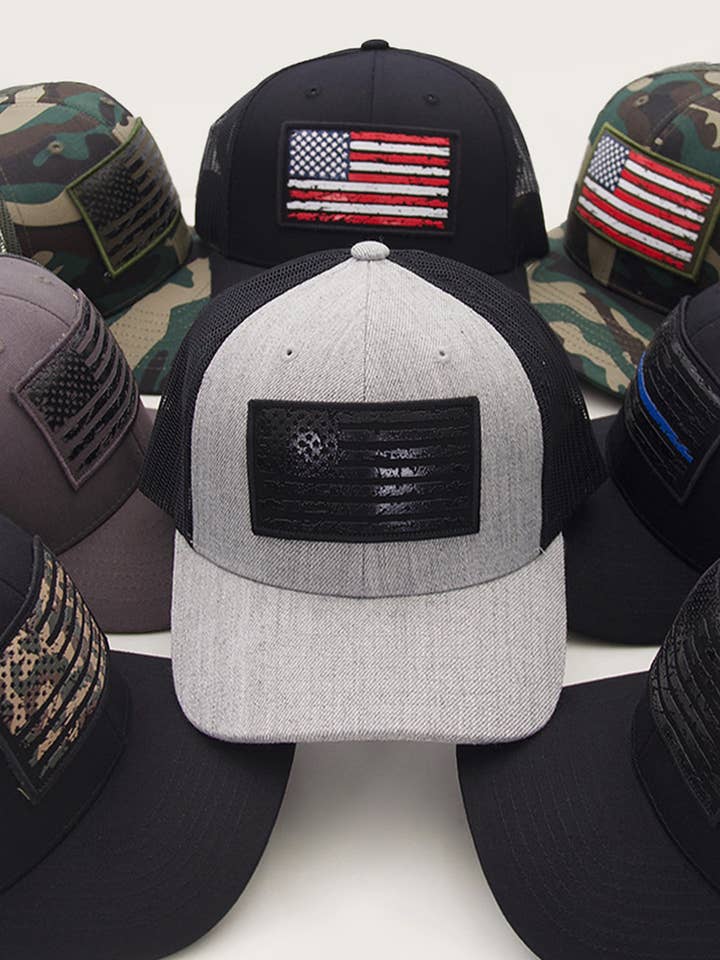 Flag Flat UV Print Patch Mesh Back American Flag Ballcap for wholesale by Hana