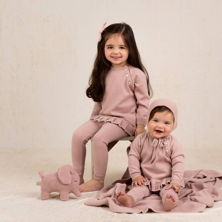 Mauve Baby & Toddler Girls Pleated Trim Knit Set for wholesale on Faire