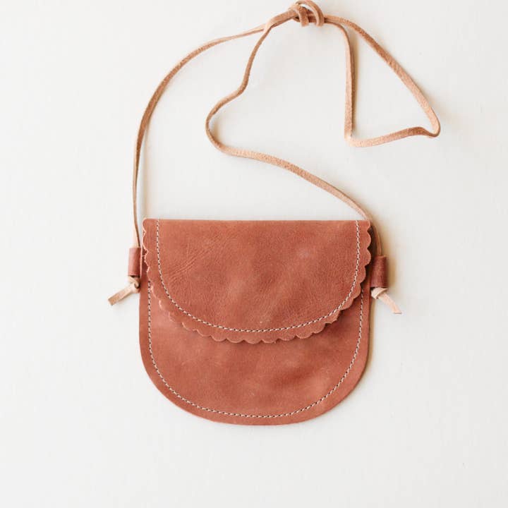 Little Girl Scalloped Leather Purse in Rust for wholesale by Sun & Lace