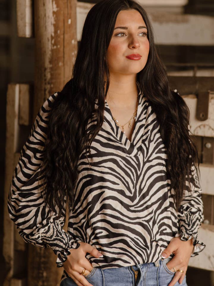 Canyon Call Top - Zebra for wholesale by Sterling Kreek